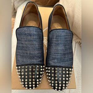 Christian Louboutin Spooky Flat Navy Blue and black shoes